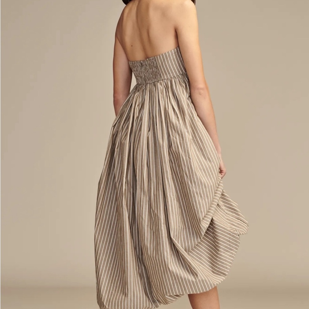 NWT Lucky brand Brown/White Poplin Bubble Hem Maxi Dress Size XL - Picture 3 of 10